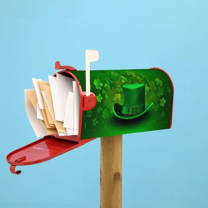 Ouqiuwa Three Leaf Clover Welcome Magnetic Mailbox Cover, St Patrick's Day - Image 7