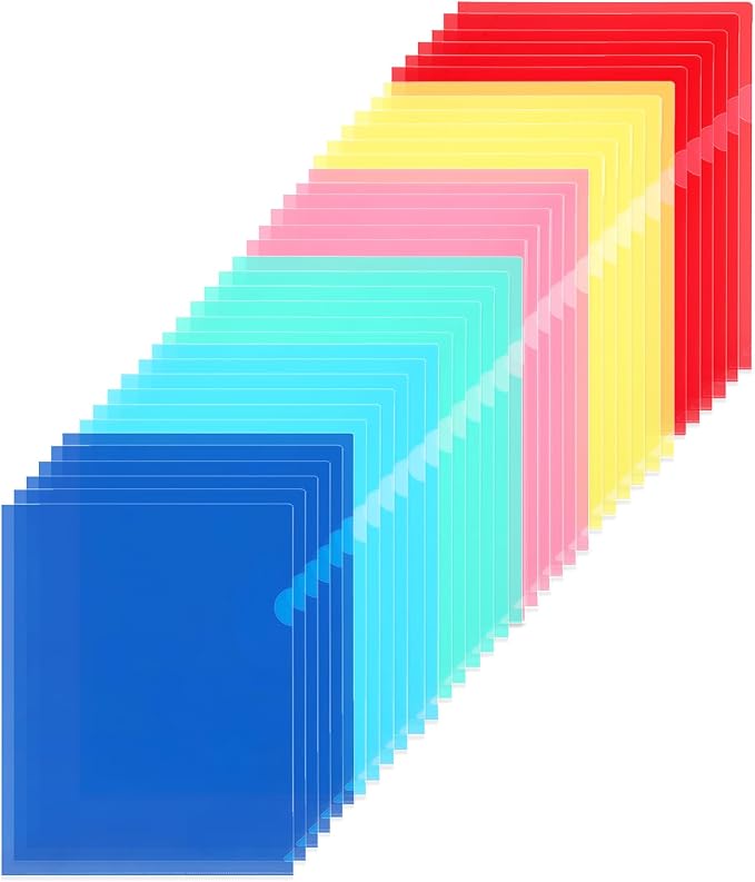 WOT I 36 Pack Clear Document Folders, Plastic Transparent Folders Copy Safe by WOTI