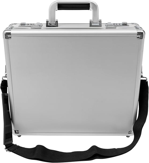 Locking Briefcase, Metal Briefcase w/Strap, Hard Aluminum Carrying Case by Unknown