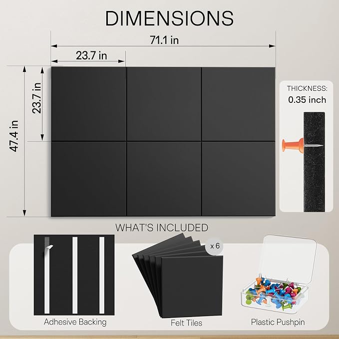 MaxGear Extra Large Bulletin Board 72" x 48", Pin Vision Board DIY Office & - Image 2