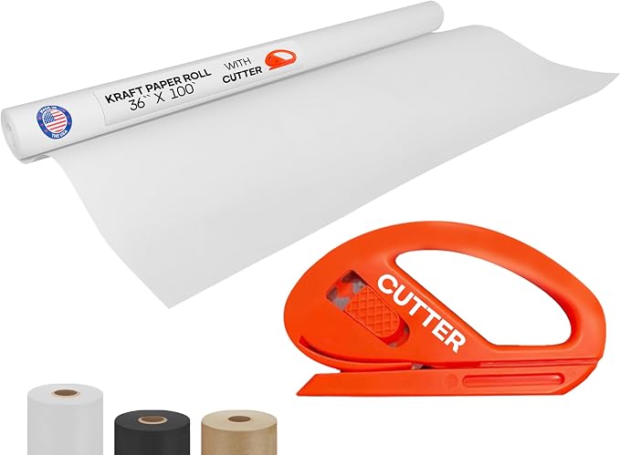 White Kraft Paper Roll 36" x 1200" by IDLPackaging