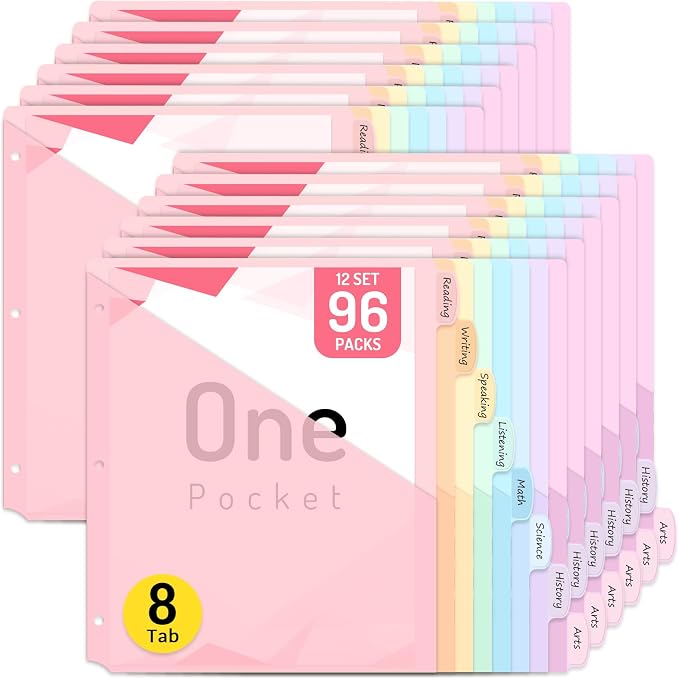 Forvencer 96 Count Dividers for 3 Ring Binder, 8 tabs Binder Dividers by Forvencer