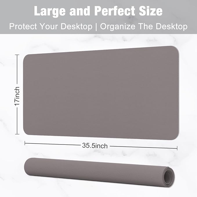 Desk Pad, 35.5" x 17" PU Leather Mat, XXL Extended Mouse Waterproof Blotter - Image 3
