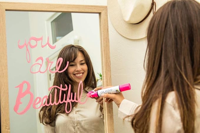 Glass Pen Window Marker: Liquid Chalk Pens for Glass, Whiteboard Markers with Washable Paint - Graduation, Car Windows, Mirror Pen, Storefront, Wedding, Parade, Party & Holiday (Pink, Jumbo Tip)-DeskLoop Office