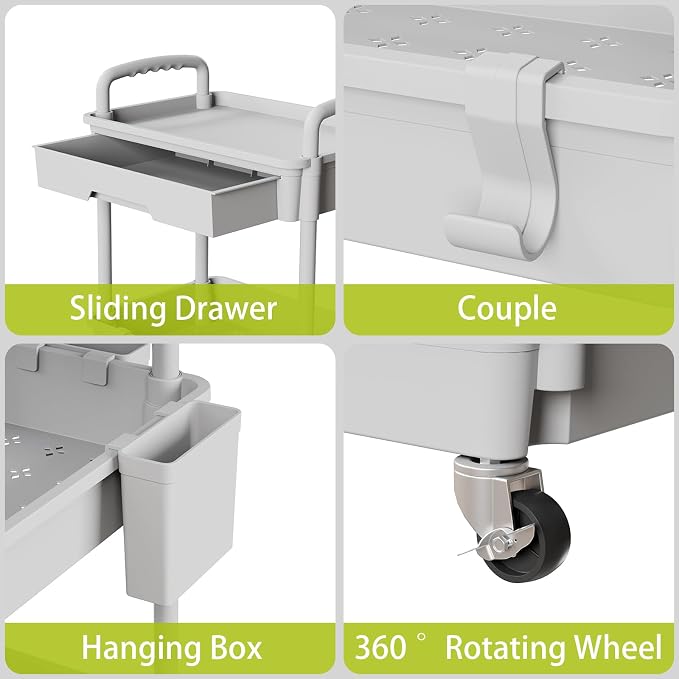 Sorgion 4 Tier Rolling Cart Organizer, Art Craft Diaper Bedside Snack Laundry - Image 4