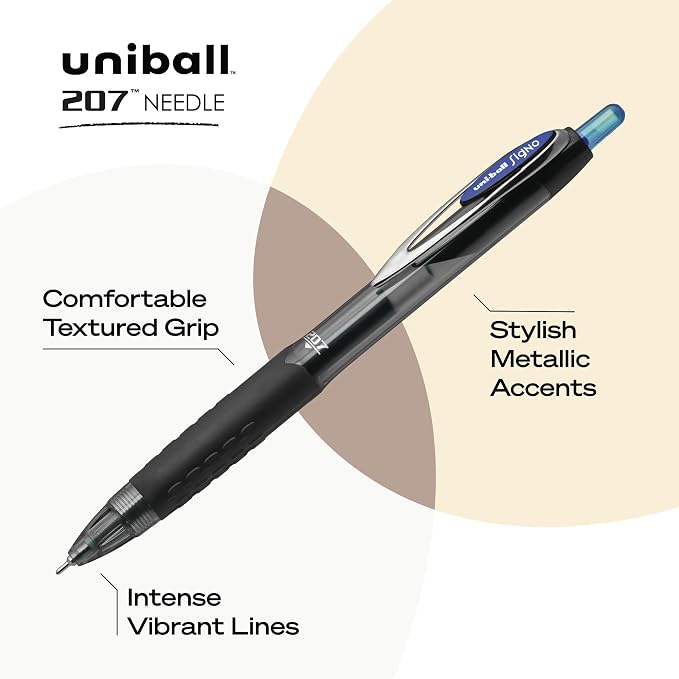 uniball 207 Needle Retractable Gel Pens, Medium Point, 12 Pack - Image 3