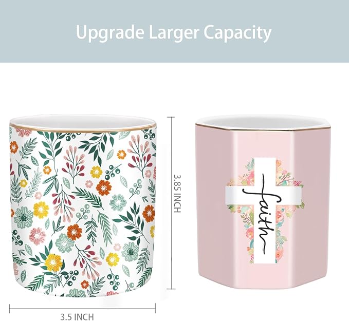 Desk Pen and Pencil Holder, Ceramic Multifunctional Organizer - Image 4