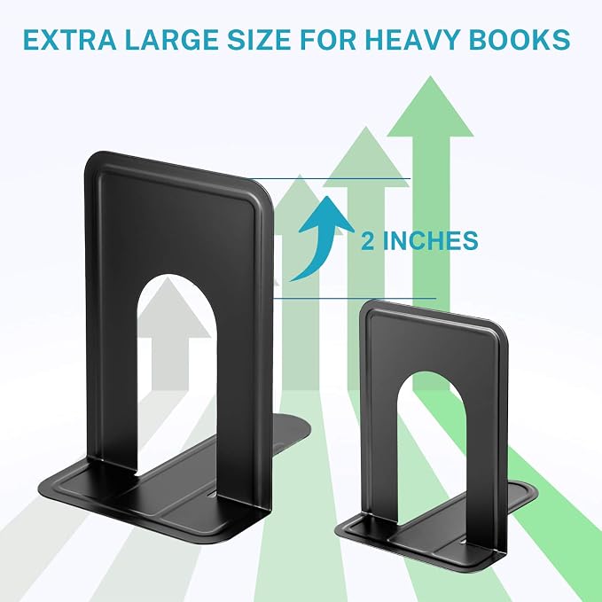 MaxGear 8.5 in Extra Large Heavy Duty Book Ends, Classic Book Stopper - Image 2