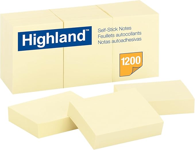 Highland Sticky Notes, 1.5 x 2 Inches, 12 Pack by Unknown