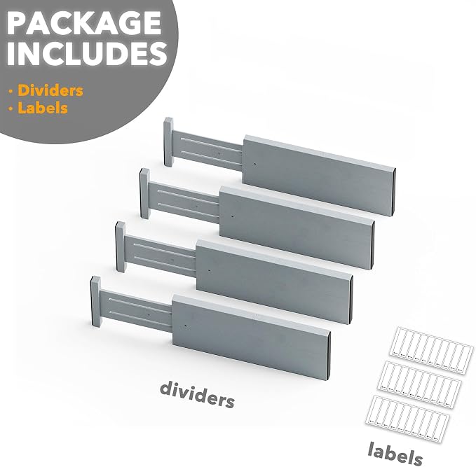 SpaceAid Bamboo 4 Pack Dresser Drawer Dividers, 4.65“ High Adjustable 12.5“-17” - Image 7