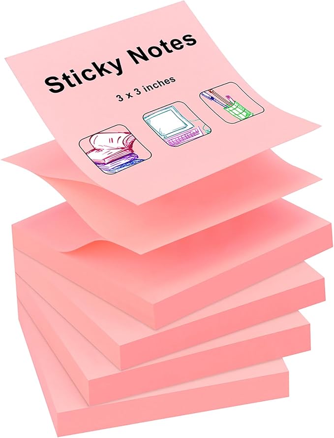 ZCZN 400 Sheets Pop-up Sticky Notes, 3 x 3 Inches, 4 Pads Bright Color by ZCZN