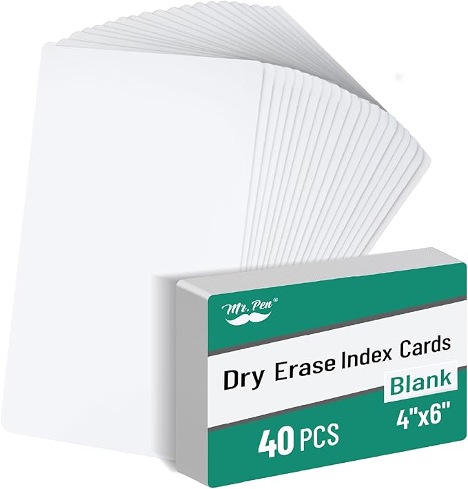 Mr. Pen- Dry Erase Index Cards, Large | Laminated on One Side, Erasable by MrPen