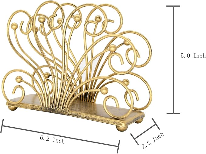 OwlGift Modern Flaunting Peacock Tail Napkin Holder, Antique Design Metal - Image 4