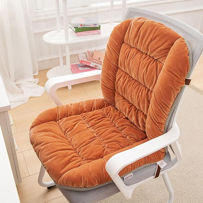 Desk Chair Cushion with Removable Cover, Soft Seat with Back Support by GKWW