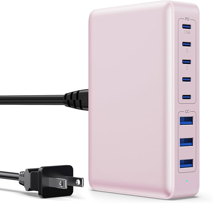 USB C Charger 300W USB C Charger Block 8-Ports GaN IV Fast Charging Station,PD 100W Laptop Charging Hub Wall Adapter Compatible with MacBook/Air,DELL,Steam Desk,iPhone 16/15/14,Galaxy S24-DeskLoop Office