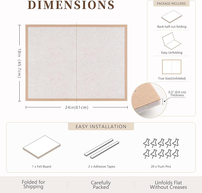 Bulletin Board Felt Pin Board, 24 x 18 Inch Office Cork Board Alternative - Image 2