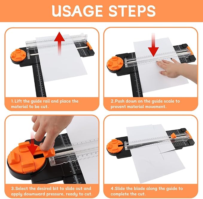 Paper Cutter for Craft, 4-in-1 Paper Trimmer, Perforated & Creasing Blades for - Image 2