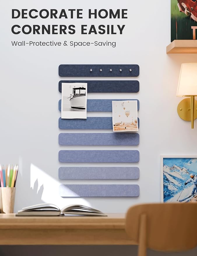Fluxynara Cork Board Alternative Felt Strip Board 8-Pack 13"x2", Office Pin - Image 4