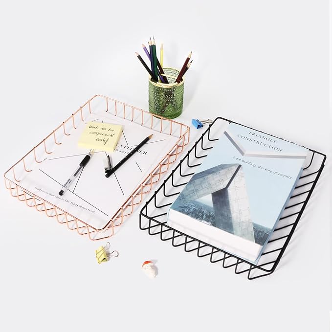 Paper Organizer for Desk Metal Paper Tray Large Capacity Letter Tray File - Image 6