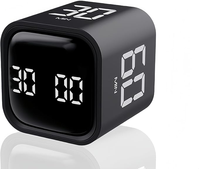 Digital Cube Pomodoro Timer Desk Rechargeable Productivity Timer 5/10/30/60min by Teknoluzor