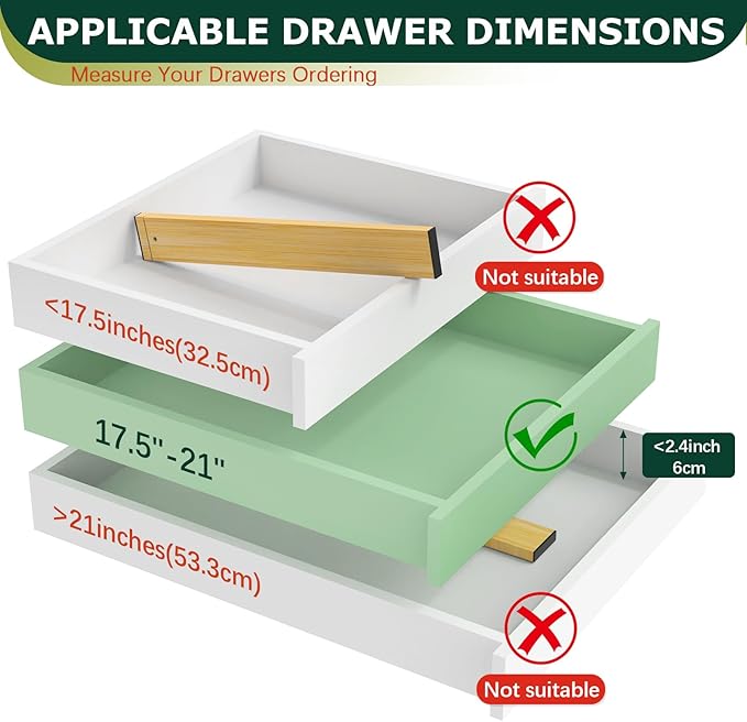 Lzerking Kitchen Drawer Dividers 6 Pack Bamboo Drawer | 17-22" Adjustable - Image 4