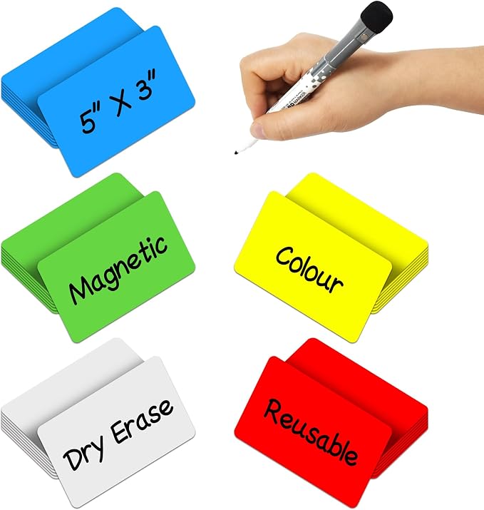 Dry Erase Magnetic Labels 5x3 Inch, 40 Pack, Reusable Magnetic Dry Erase Labels by MVISUALOfficeProduct