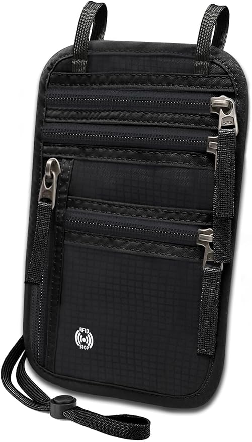 Sizobi Neck Wallet for Traveling Women Men, RFID Blocking Nylon Passport Holder by Sizobi