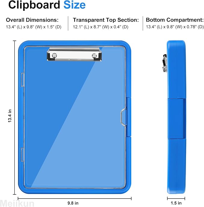Meiikun Clipboard with Storage, Clip Boards 8.5x11 with Dual Storage, Plastic - Image 2
