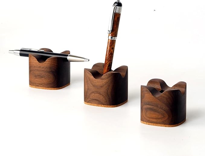 Generic Wood Pen Tray, Wooden Pen Holder, Minimalist Pen Rest, Wooden Desk Organizer Tray (M01-WALNUT) (WALNUT)-DeskLoop Office