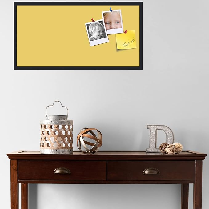 PinPix 36x18 Inch Cork Bulletin Board. This Decorative Framed Pin Board Comes with Honey Pastel Design and a Satin Black Frame. Ideal for Home Office Decor or Message Board (PinPix-1810)-DeskLoop Office