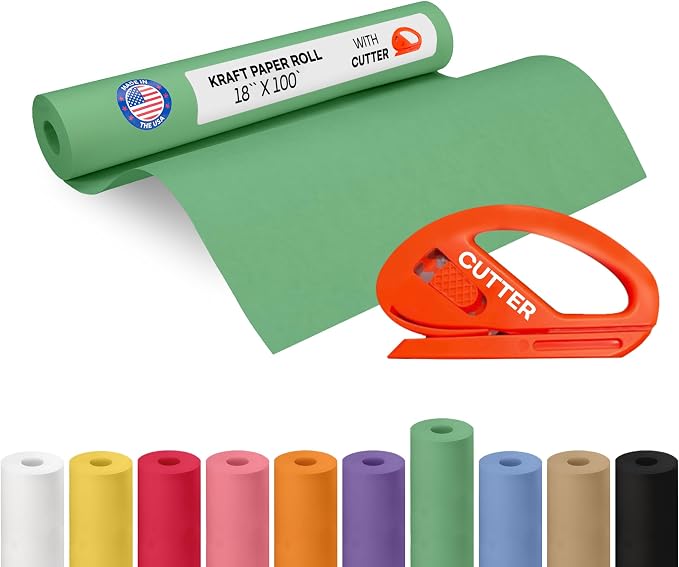 Christmas Green Kraft Paper Roll 18" x 1200" by IDLPackaging