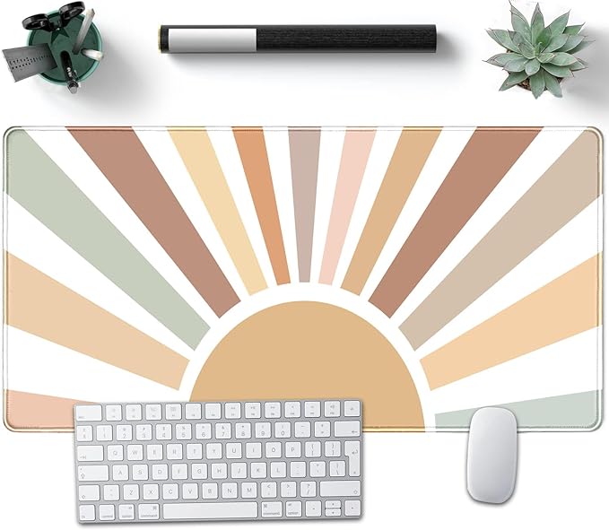 Boho Desk Mat, Sunshine Large Mouse Pad, XXL Mousepad Long Laptop Keyboard Mat by Nasdalgias