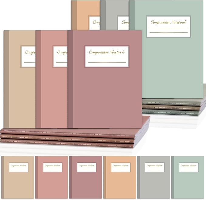 6 Pack Large Composition Notebooks Bulk 9.8 × 7.5 in Wide Ruled Hard Cover by Unknown