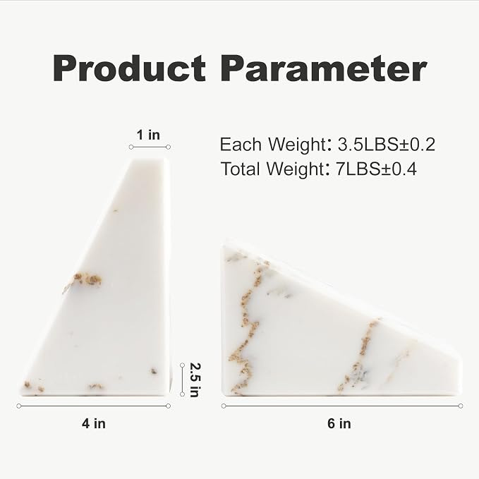 Marble Book Ends White, Heavy Duty Book Ends - Image 5