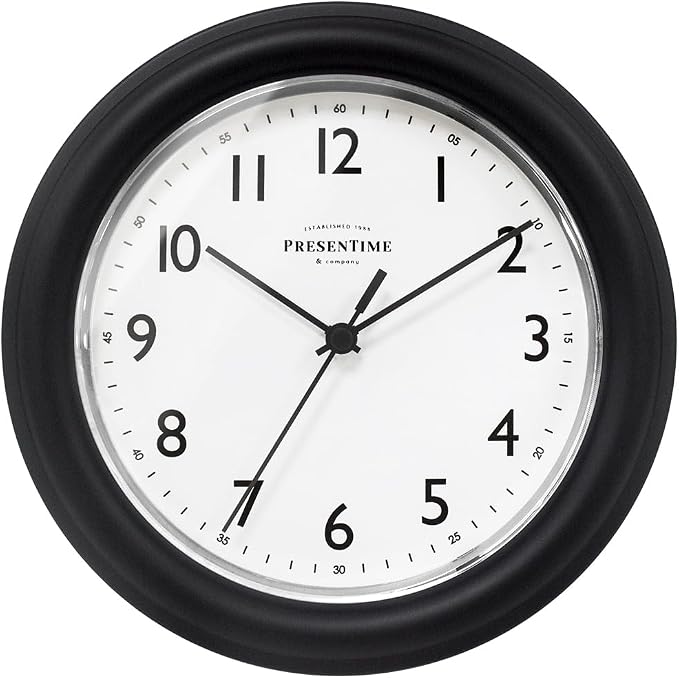 Presentime & Co. 8.5" Modern Farmhouse Essential Wall Clock, Silent Non Ticking by Presentime