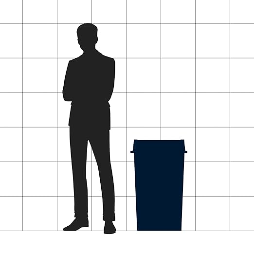 35 Gallon Black Square Commercial Trash Can with Lid-DeskLoop Office