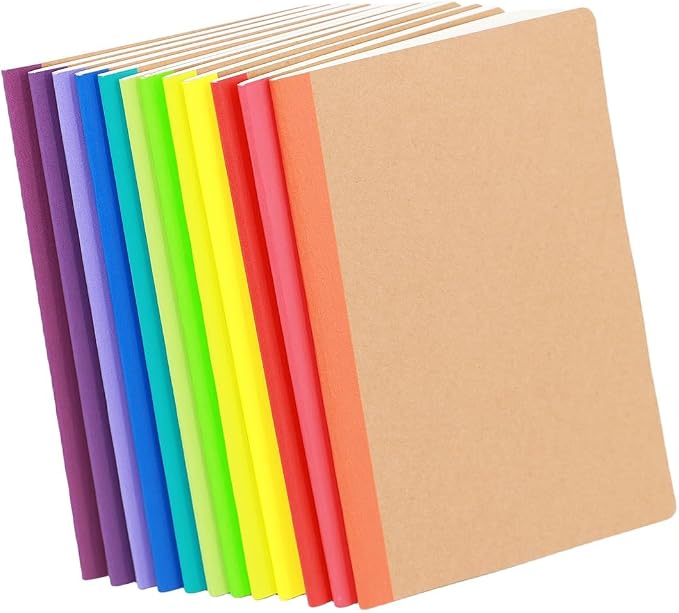 Zegrox 12 Pack A5 Kraft Notebooks, 60 Blank Pages Travel Journal Bulk, Soft by Zegrox
