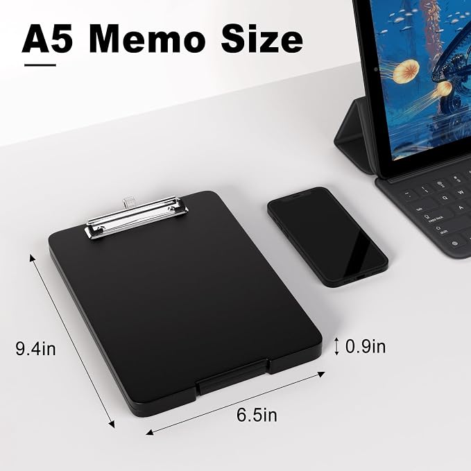 Hongri A5 Clipboard with Storage, Metal Retractable Pen Holder, 6 x 9'' Nursing - Image 2
