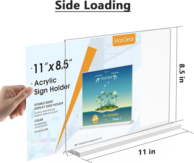 MaxGear Acrylic Sign Holder Horizontal Double Sided Display Stand 2 Pack | - Image 8