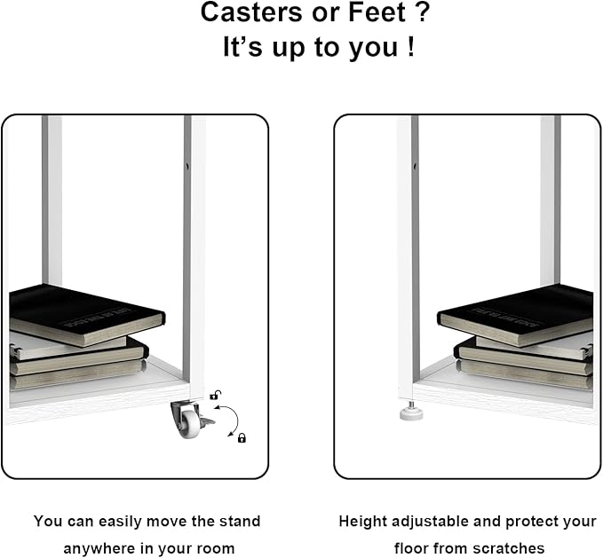 VEDECASA Mobile High Printer Stand with Power Outlet Charging Plugs USB Port Office Storage Shelf Includes Computer Tower CPU Stand Holder with Wheel (White)-DeskLoop Office