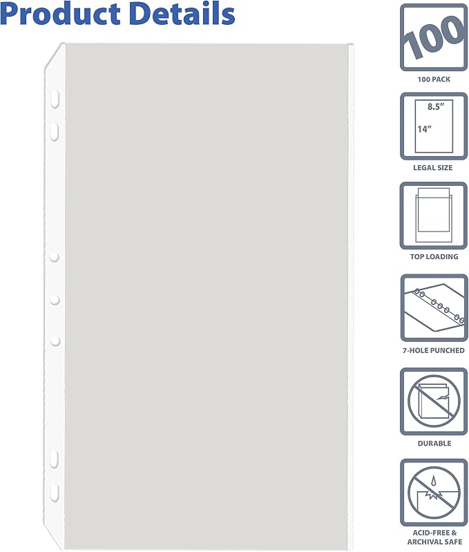 GOLD SEAL 100/Box Legal Size Clear Heavyweight Poly Sheet Protectors, 8.5" x 14" - Image 3