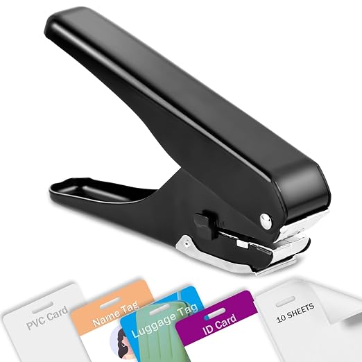 Heavy-Duty Slot Punch, Handheld Badge Hole Puncher, All Metal ID Card Puncher by Zofly