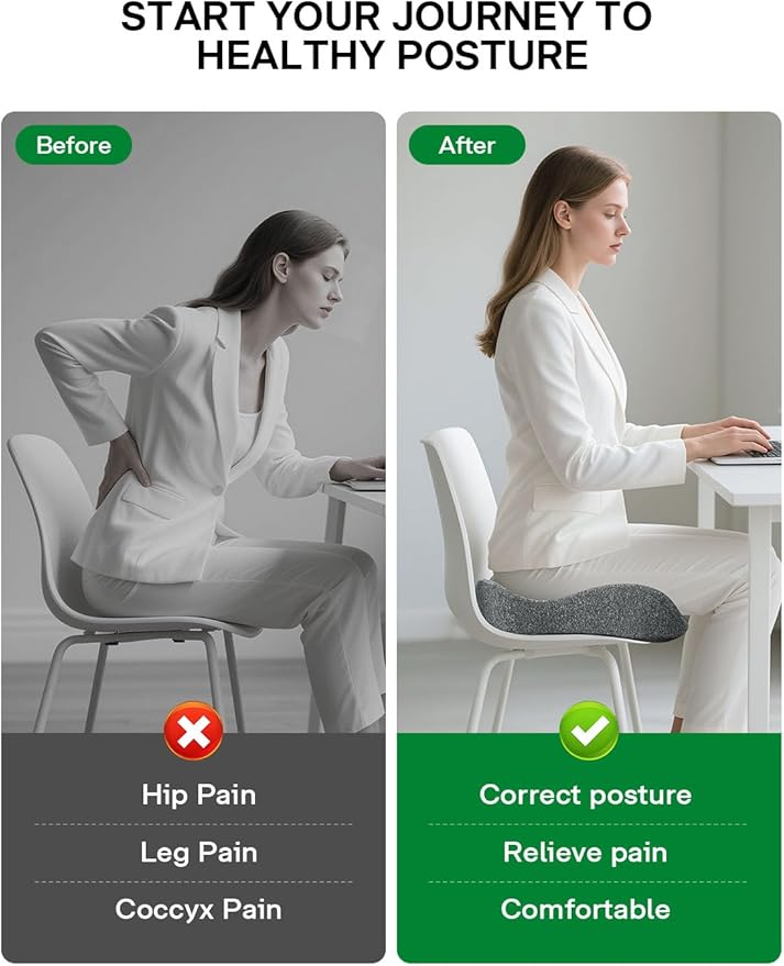 Seat Cushion - SC 100 Seat Cushions for Office Chairs, Car Seat, Wheelchair - Sciatica & Tailbone & Coccyx Pain Relief Pillow for Driver Sedentary People（Size:17 * 14.6 * 3.54 in）-DeskLoop Office