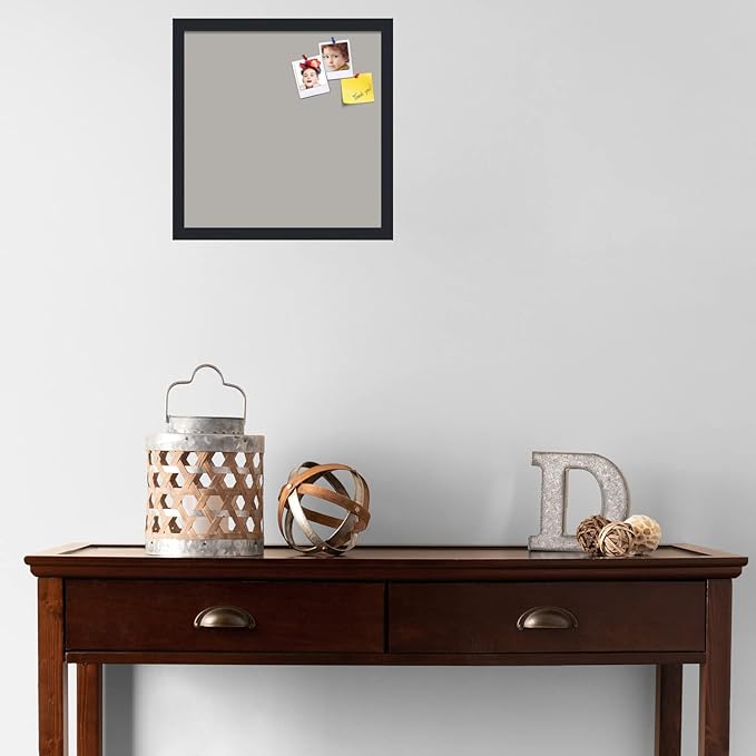 PinPix 16x16 Inch Cork Bulletin Board. This Decorative Framed Pin Board Comes with Dark Stone Design and a Satin Black Frame. Ideal for Home Office Decor or Message Board (PinPix-1808)-DeskLoop Office