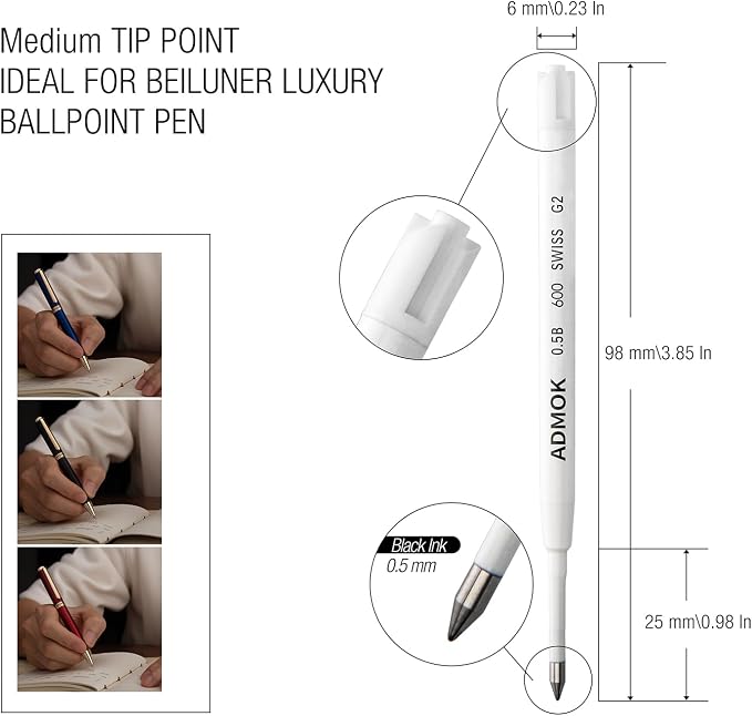 ADMOK 0.5mm Replaceable Standard Pen Gel Refills - Image 3