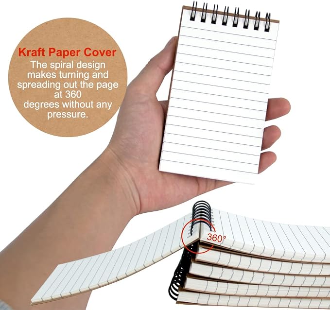 6 Pack 3x5" Spiral Pocket Notebook, College Ruled Small Notepad - Image 5