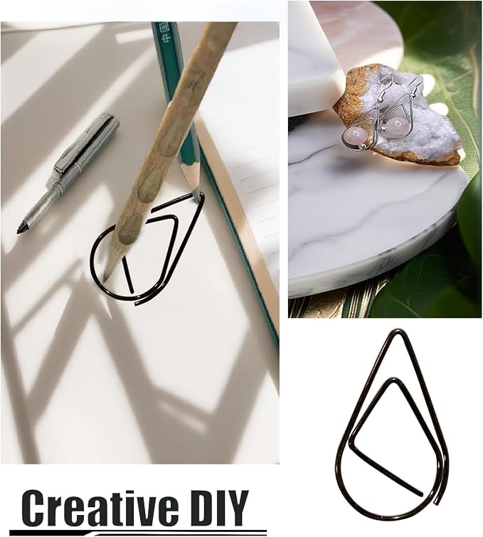 200 Pcs Black Teardrop Paper Clips Bulk, Stainless Steel Rust-Resistant - Image 6