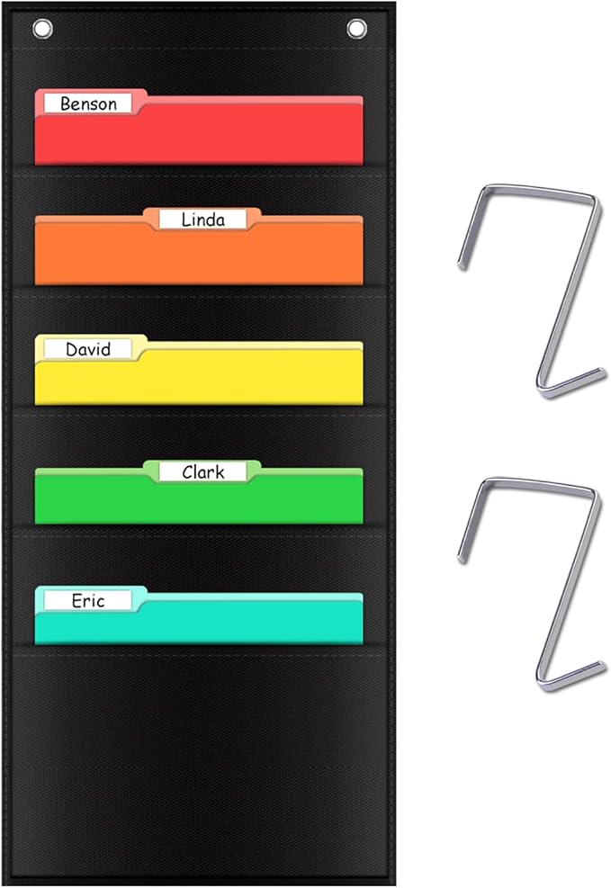 File Storage Pocket Chart with 5 Pockets by AUVCAS