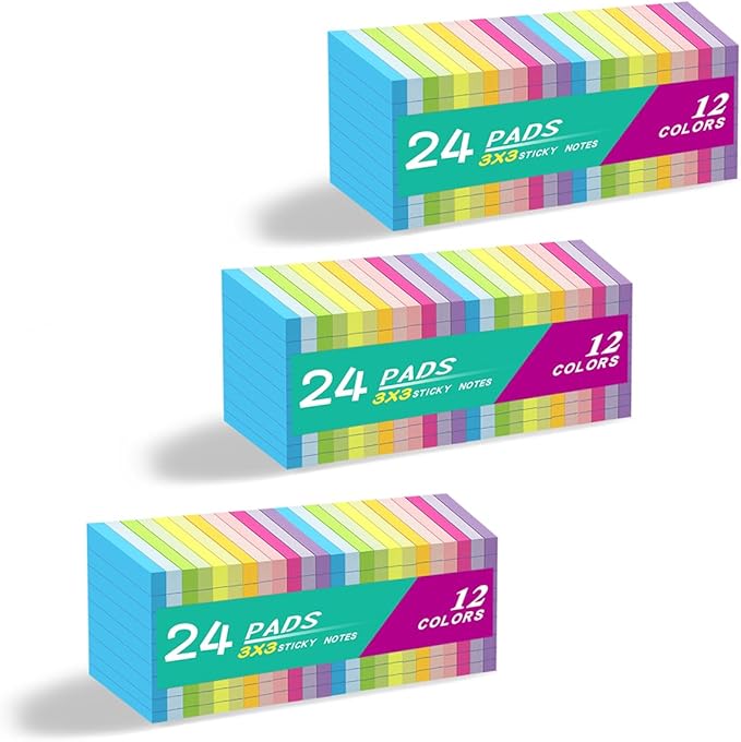Lined Sticky Notes 3x3 in, Notepads by Kozerite