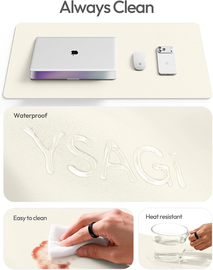 YSAGi Leather Desk Pad Protector, Office Desk Mat, Large Mouse Pad, Non-Slip PU - Image 8